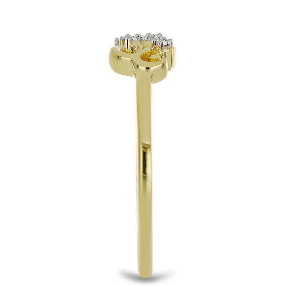 Anel de Prata com Banho de Ouro com Diamante Branco 4 