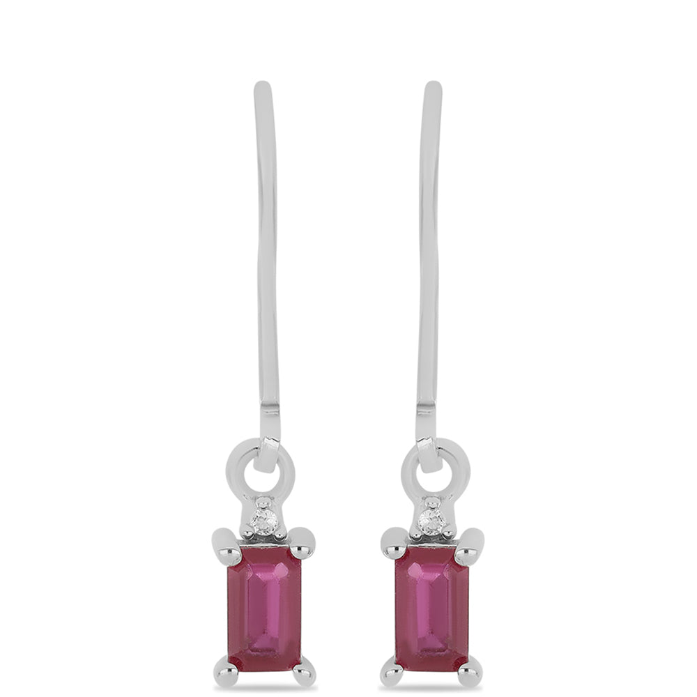 Brincos de Prata com Rubi de Madagáscar e Topázio Branco