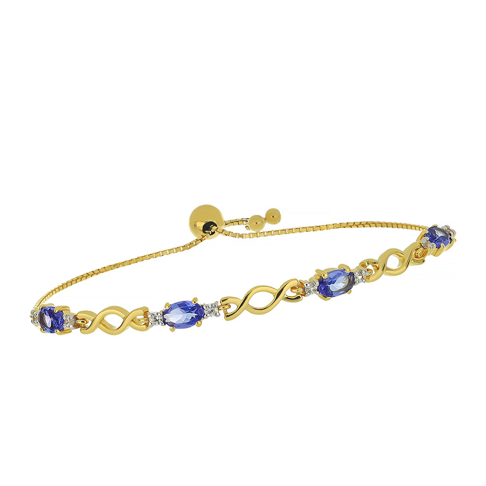 Pulseira de Ouro com Tanzanite AAA e Zircão Branco Natural  Contraste: Cruz missionária 1 