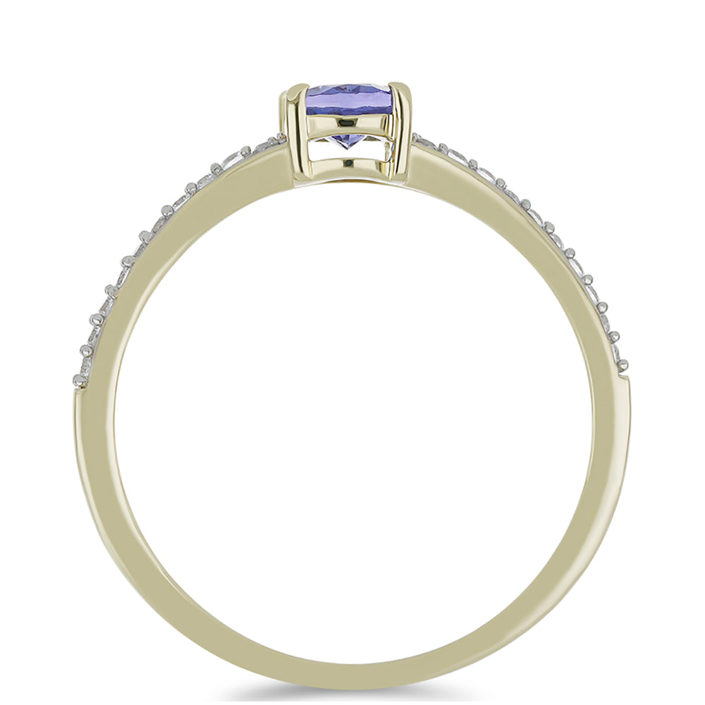 Anel de Ouro com Tanzanite AAA e Zircão Branco Natural  Contraste: Cruz missionária 2 