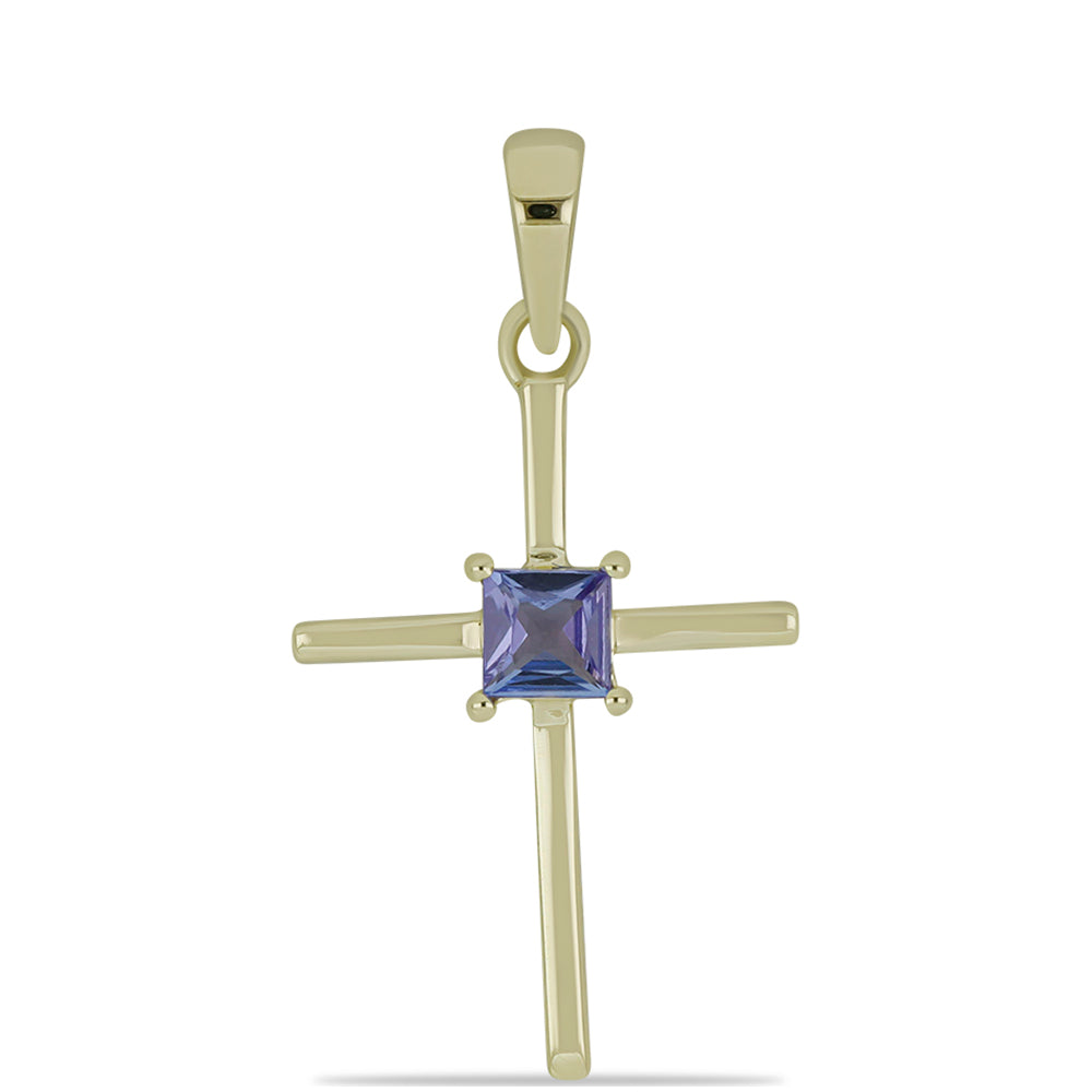 Cruz Pendente de Ouro com Tanzanite AAA  Contraste: Cruz missionária 1 