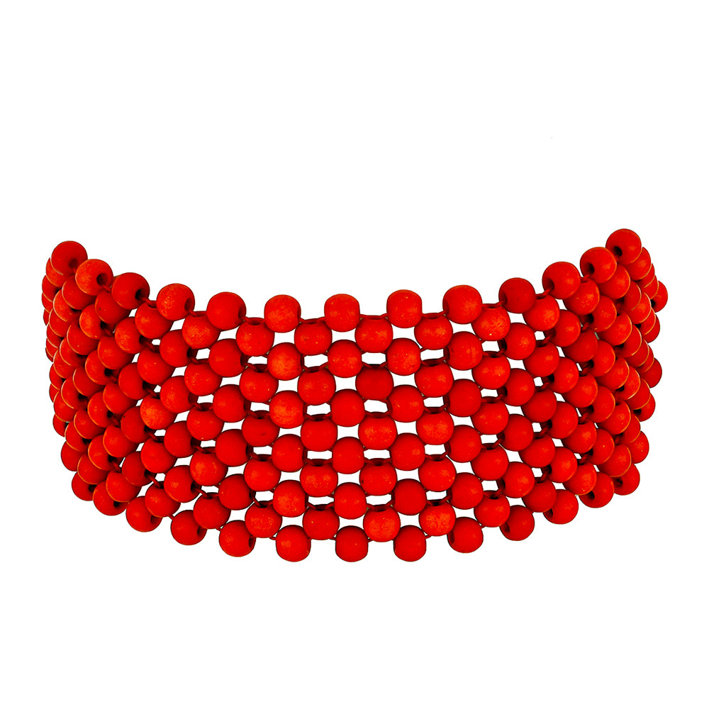 Pulseira de Prata com Banho de Ouro com Coral Vermelho