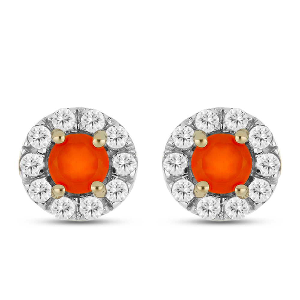 Brincos de Prata com Banho de Ouro com Cornalina e Topázio Branco