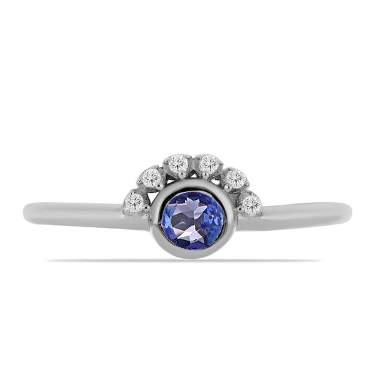 Anel de Prata com Tanzanite e Topázio Branco