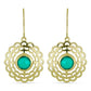 Brincos de Prata com Banho de Ouro com Calcedônia Verde