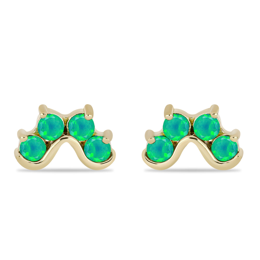 Brincos de Prata com Banho de Ouro com Opala Verde do Etíope Lega Dembi 1 