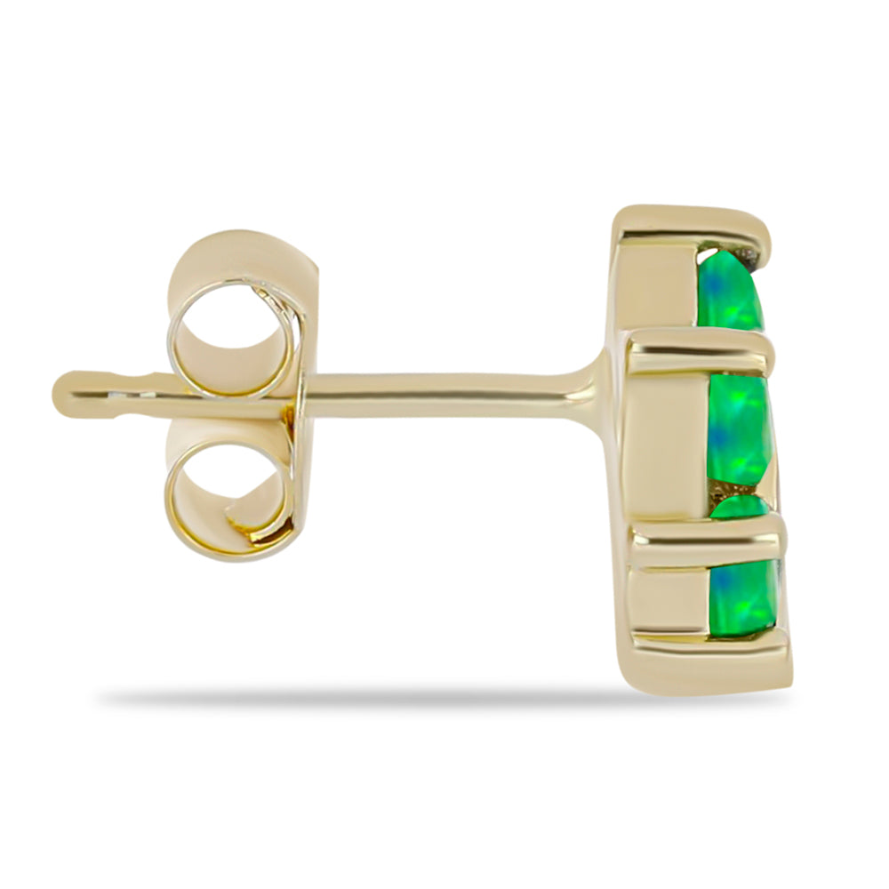 Brincos de Prata com Banho de Ouro com Opala Verde do Etíope Lega Dembi 4 