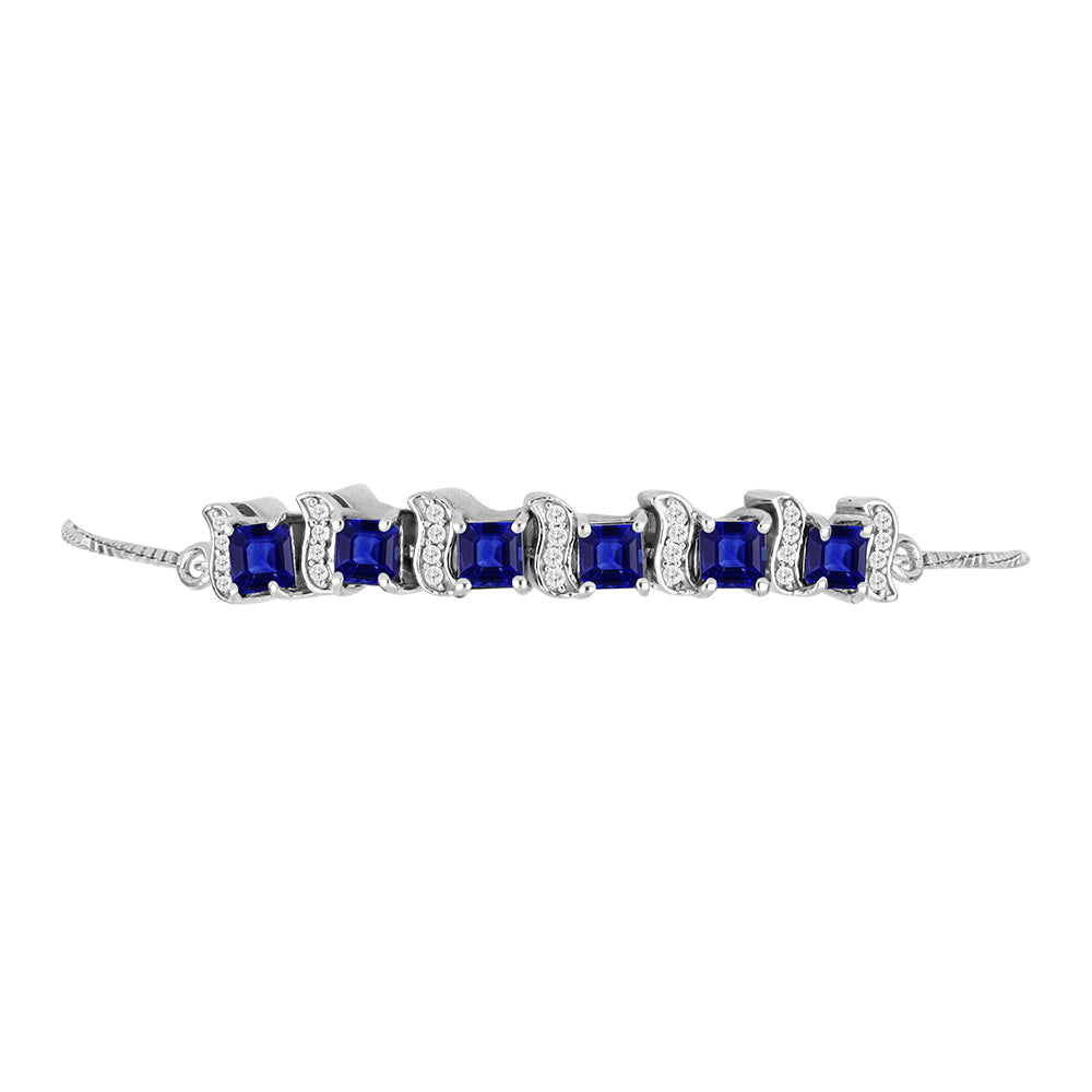 Pulseira de Prata com Safira Azul Australiana e Topázio Branco  Contraste: Cabeca de Veado (800) 2 