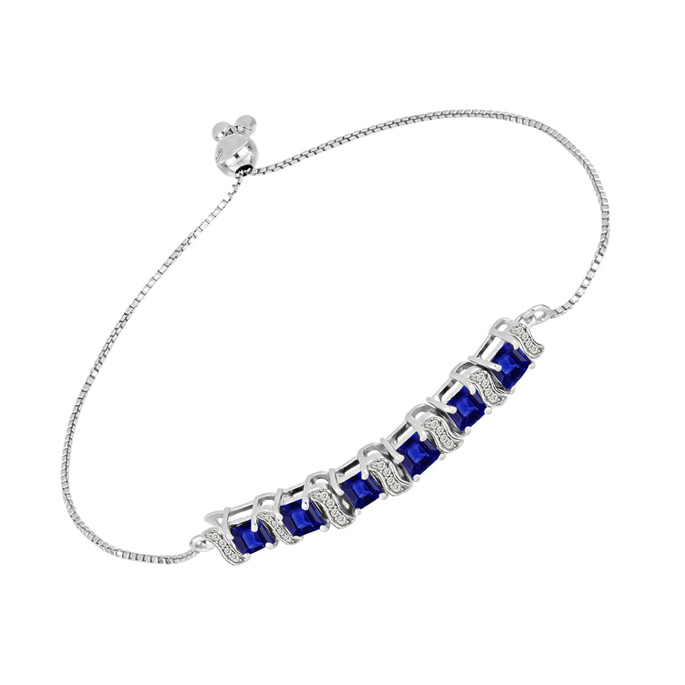 Pulseira de Prata com Safira Azul Australiana e Topázio Branco  Contraste: Cabeca de Veado (800) 1 