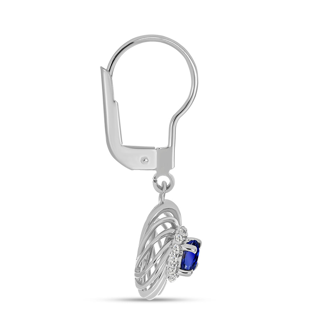 Brincos de Prata com Safira Azul Australiana e Topázio Branco 2 