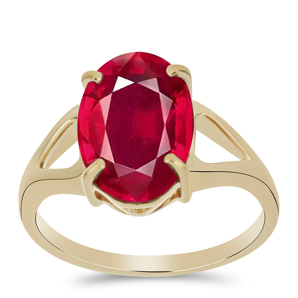 Anel de Prata com Banho de Ouro com Rubi de Madagáscar