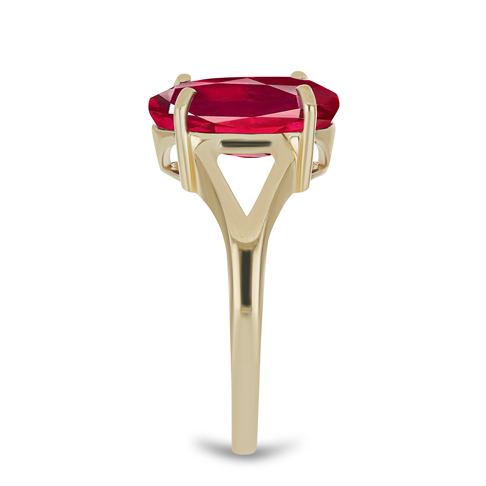 Anel de Prata com Banho de Ouro com Rubi de Madagáscar 8 