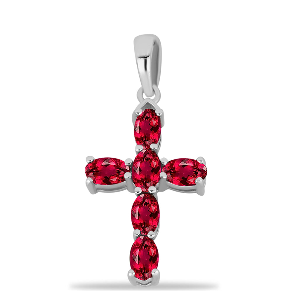 Cruz Pendente de Prata com Rubelita das Minas do Cruzeiro