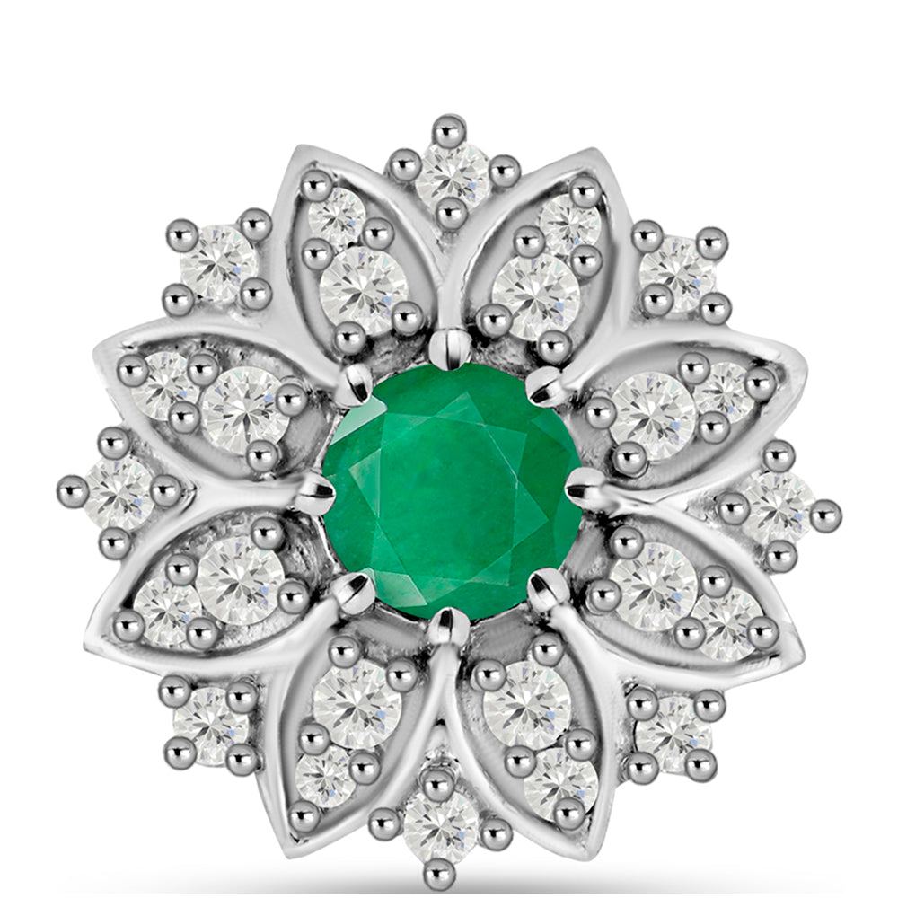 Pendente de Prata com Esmeralda do Brasil e Topázio Branco