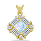Pendente de Prata com Banho de Ouro com Pedra da Lua Arco-íris e Topázio Branco
