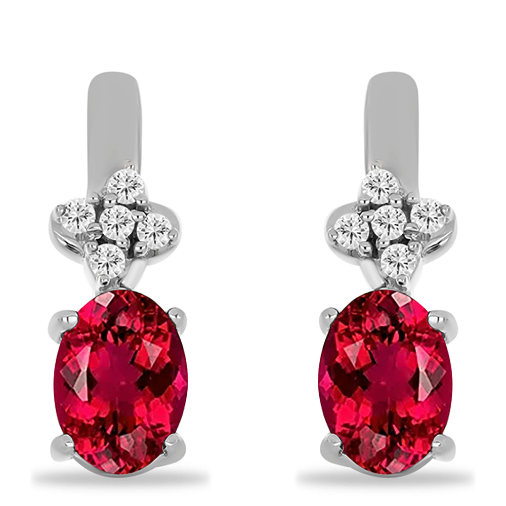 Brincos de Prata com Rubelita das Minas do Cruzeiro e Topázio Branco