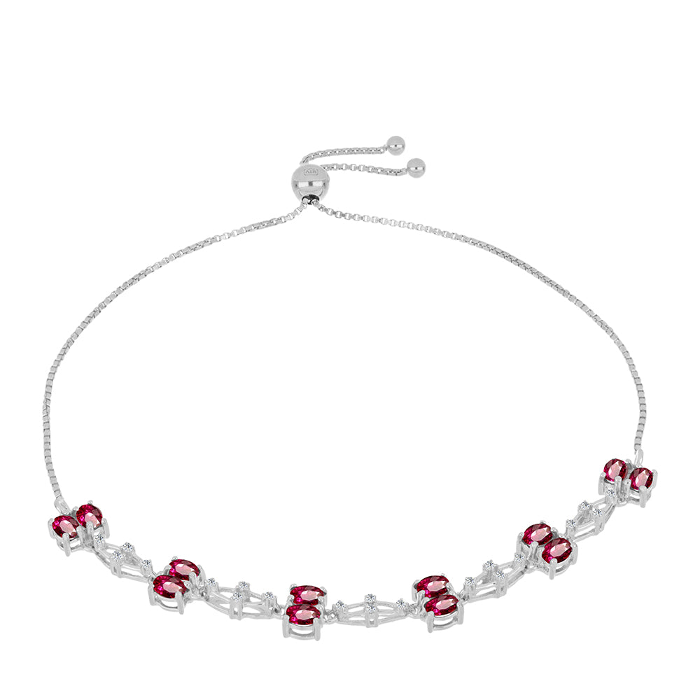 Pulseira de Prata com Rubelita das Minas do Cruzeiro e Topázio Branco  Contraste: Cabeca de Veado (800)