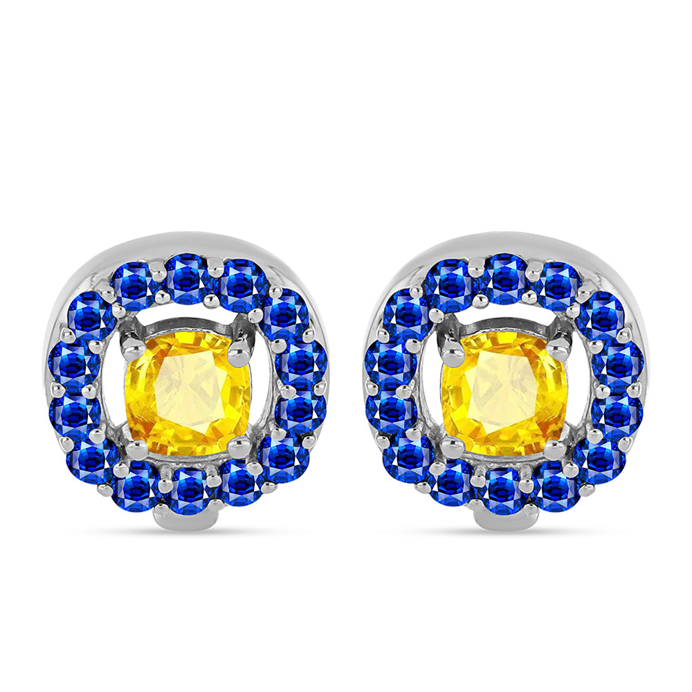 Brincos de Prata com Safira Amarelo e Safira Azul Australiana 1 