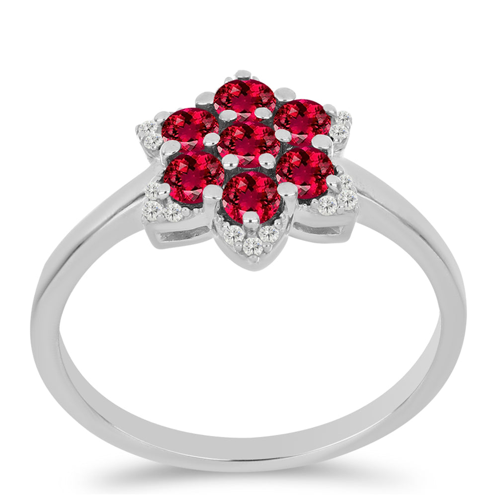 Anel de Prata com Rubelita das Minas do Cruzeiro e Topázio Branco  Contraste: Cabeca de Veado (800)