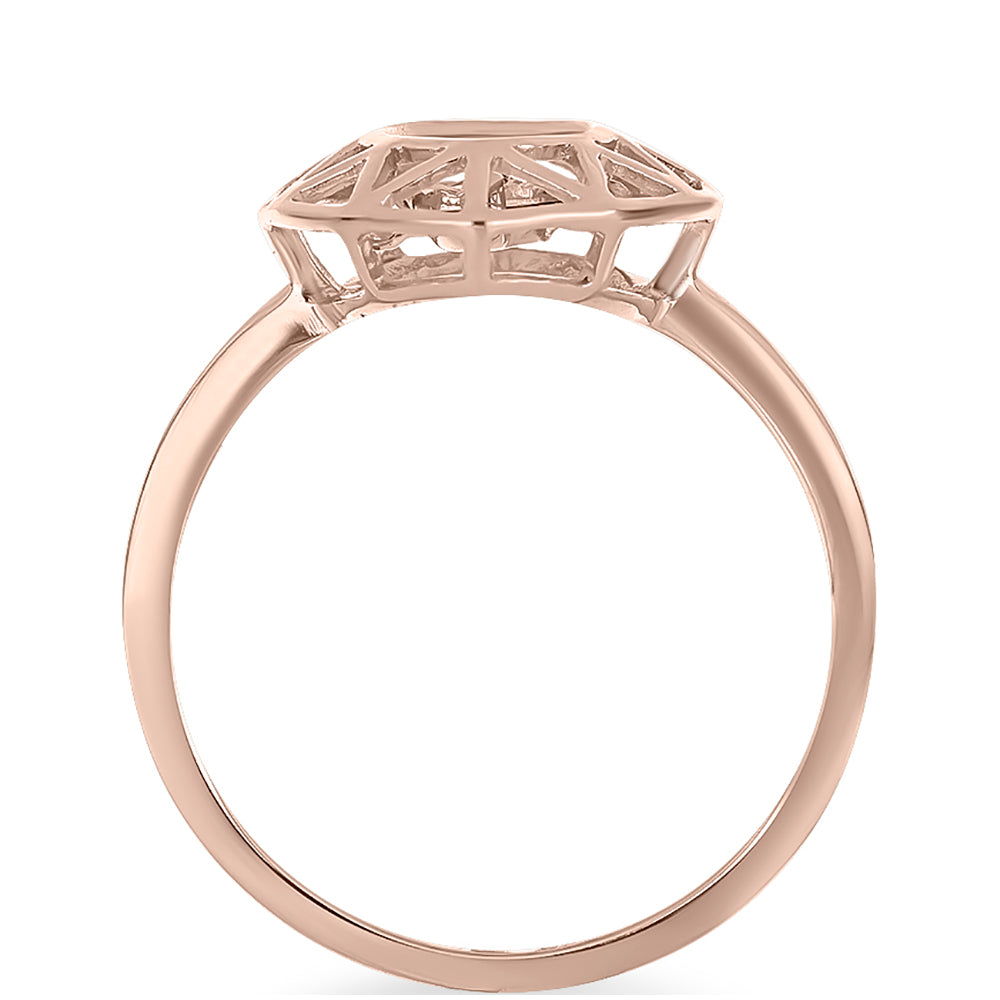 Anel de Prata com Banho de Ouro Rosa com Diamante Dançante Rosa