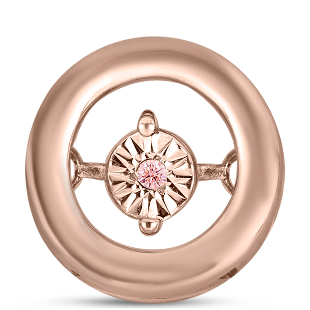 Pendente de Prata com Banho de Ouro Rosa com Diamante Dançante Rosa