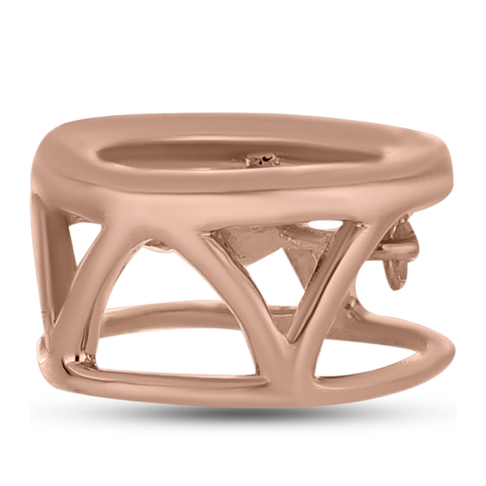 Pendente de Prata com Banho de Ouro Rosa com Diamante Dançante Rosa 2 