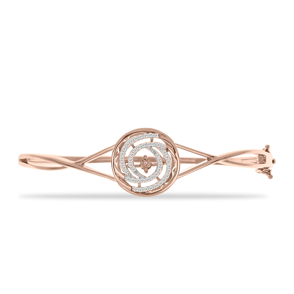 Pulseira de Prata com Banho de Ouro Rosa com Diamante Dançante Rosa e Topázio Branco  Contraste: Cabeca de Veado (800) 1 