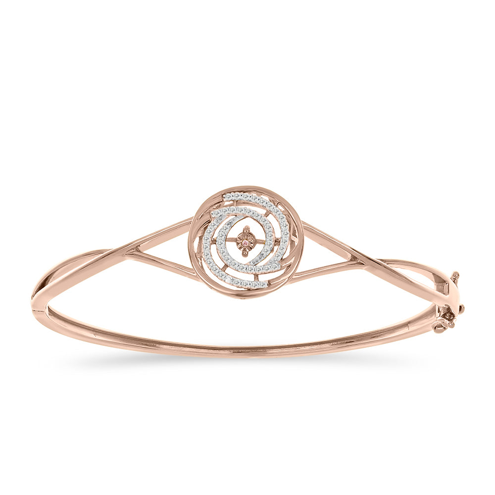 Pulseira de Prata com Banho de Ouro Rosa com Diamante Dançante Rosa e Topázio Branco  Contraste: Cabeca de Veado (800) 2 