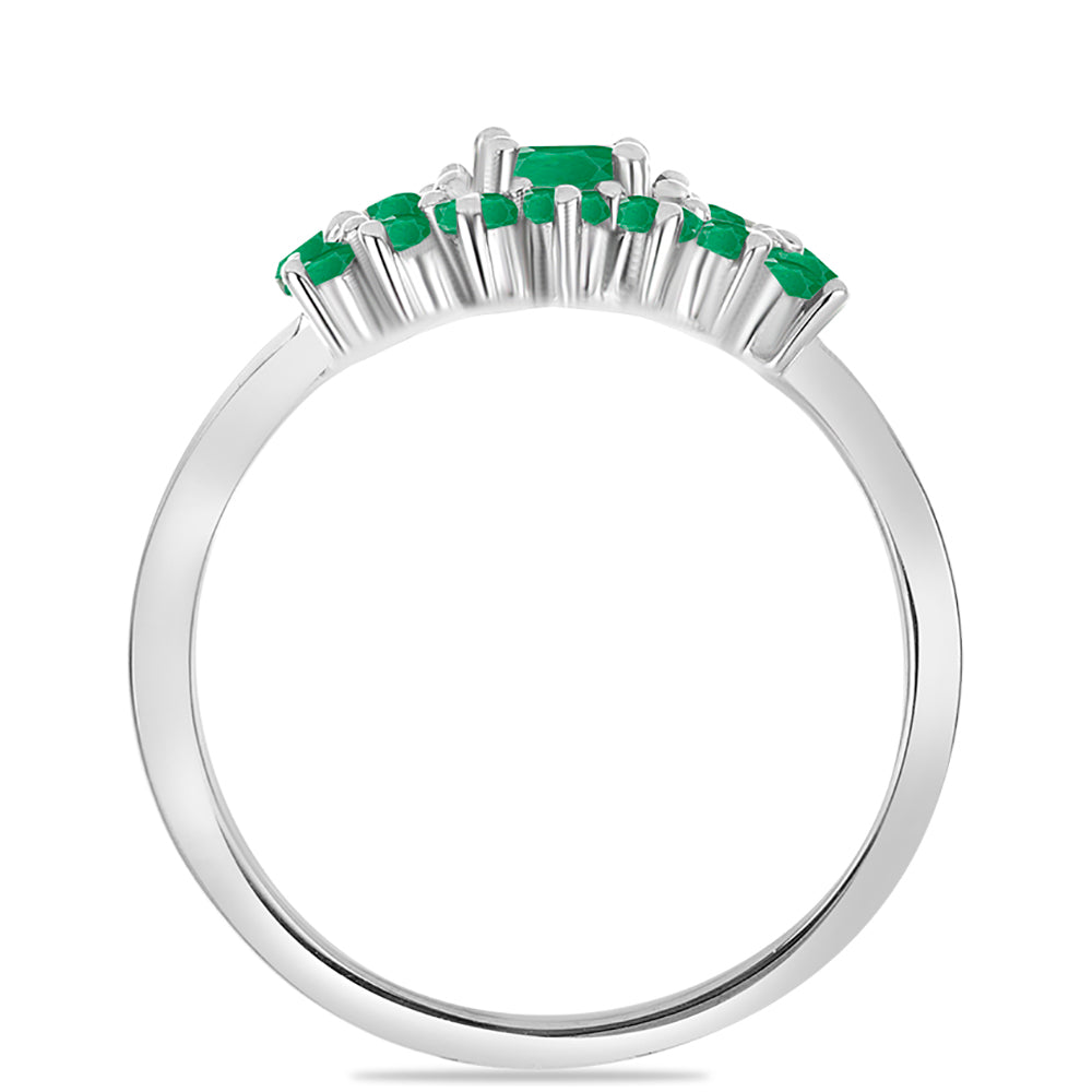 Anel de Prata com Esmeralda do Brasil e Zircão Branco 2 