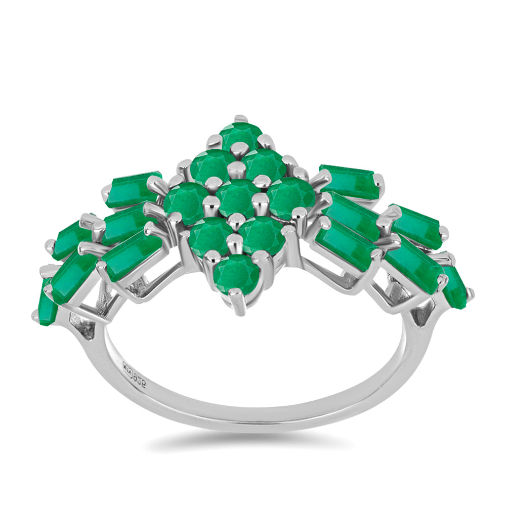 Anel de Prata com Esmeralda do Brasil  Contraste: Cabeca de Veado (800) 3 