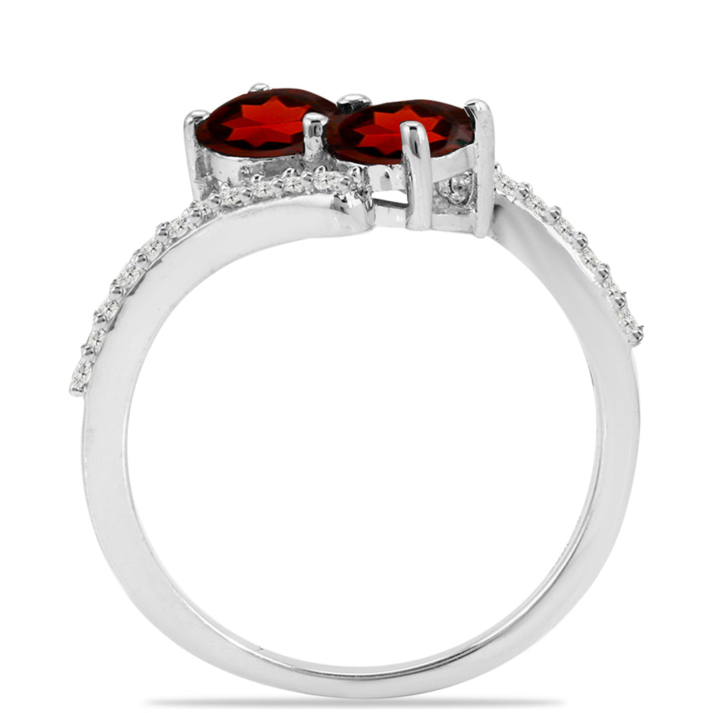 Anel de Prata com Granada de Barton e Topázio Branco 2 