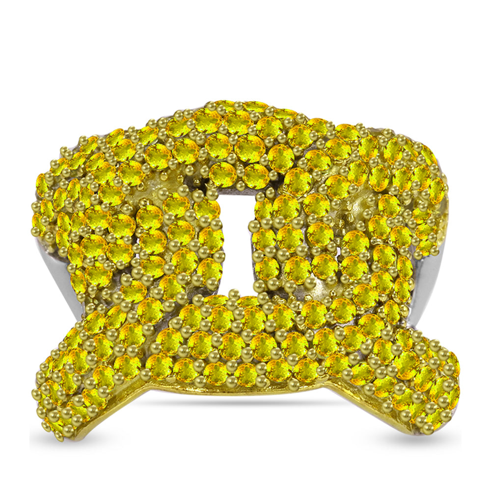 Anel de Prata com Citrino de Ural  Contraste: Cabeca de Veado (800)