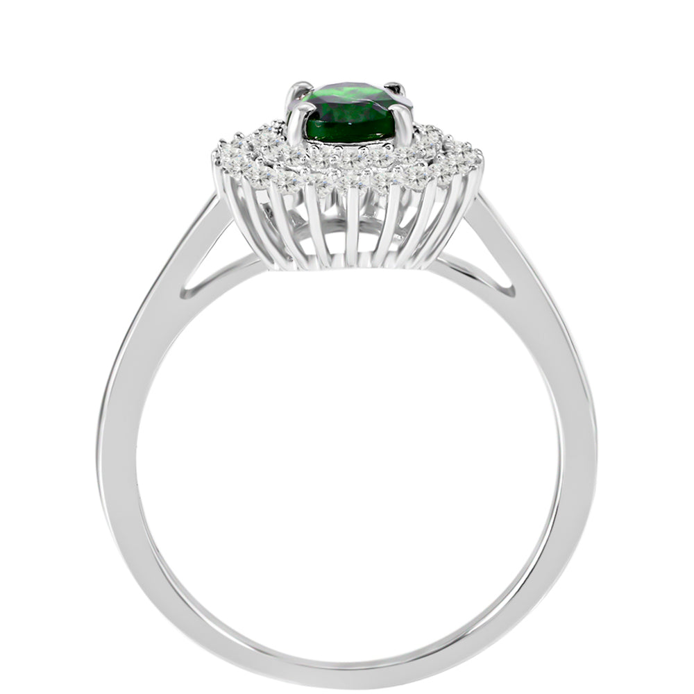 Anel de Prata com Diópsido Crómio e Topázio Branco  Contraste: Cabeca de Veado (800) 2 