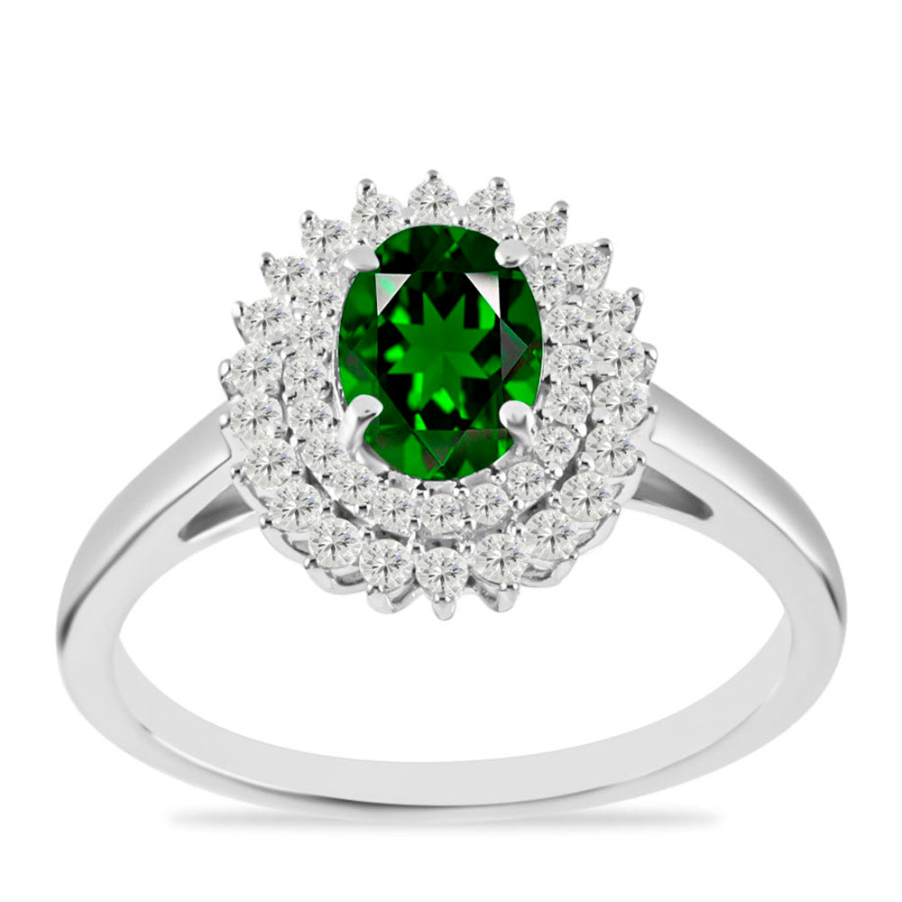 Anel de Prata com Diópsido Crómio e Topázio Branco  Contraste: Cabeca de Veado (800) 3 