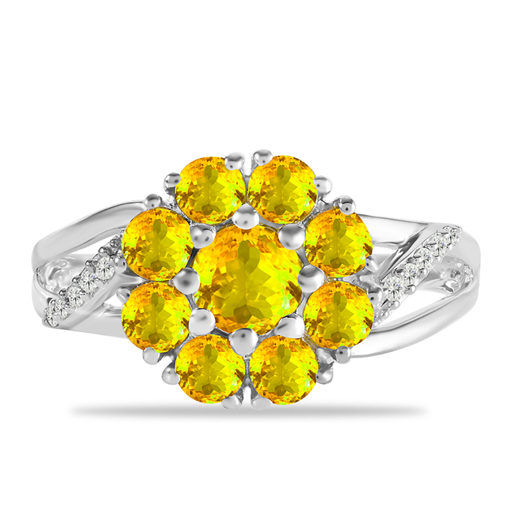 Anel de Prata com Citrino de Ural e Topázio Branco 1 