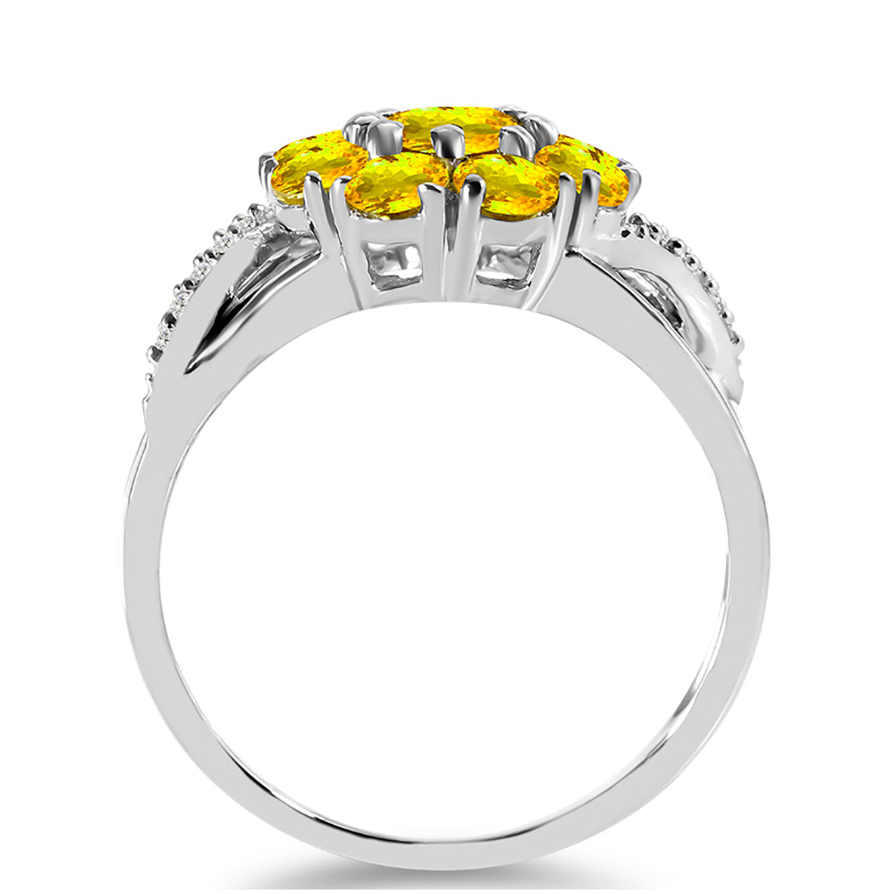 Anel de Prata com Citrino de Ural e Topázio Branco 2 