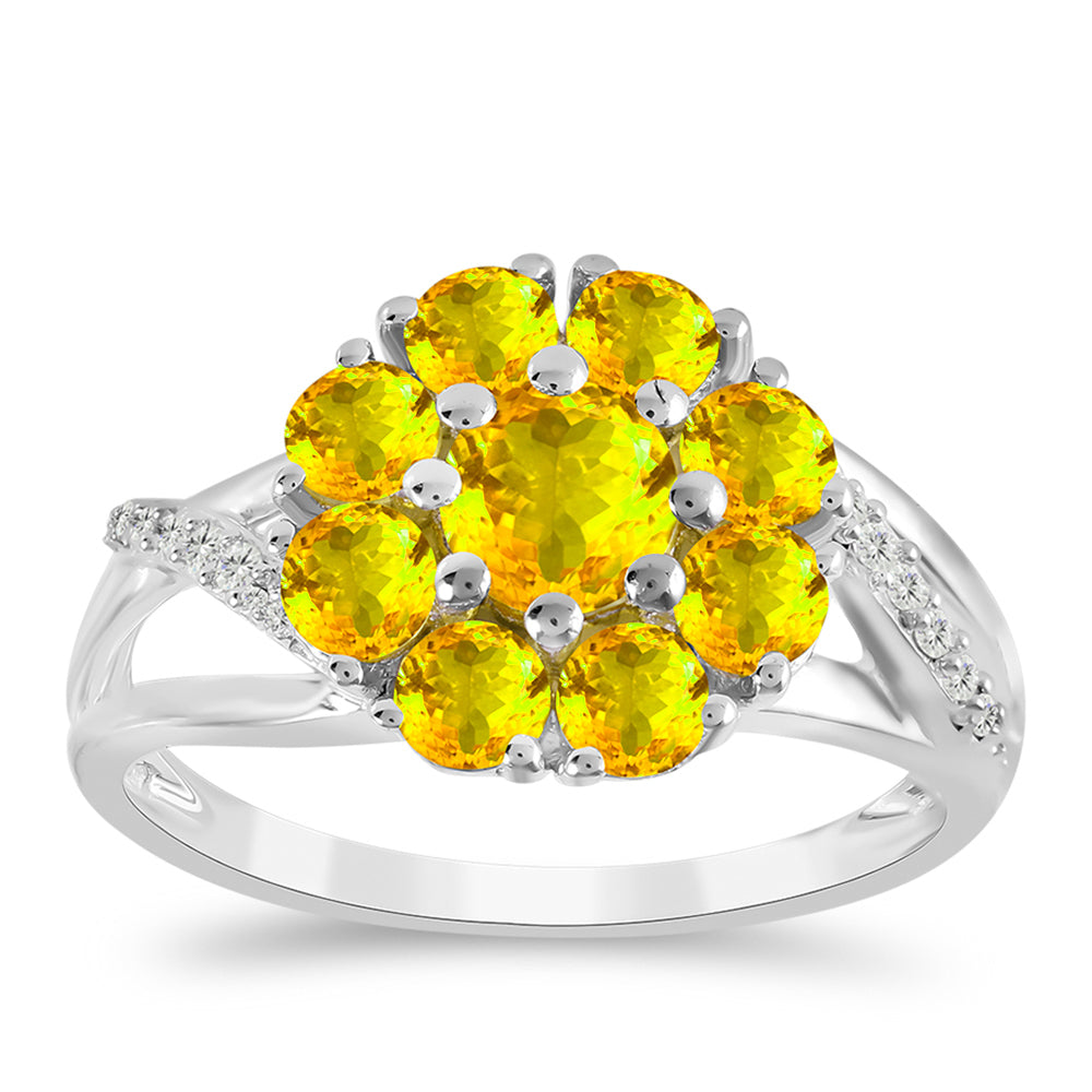 Anel de Prata com Citrino de Ural e Topázio Branco 3 