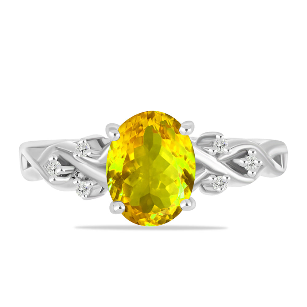 Anel de Prata com Citrino de Ural e Topázio Branco  Contraste: Cabeca de Veado (800) 1 