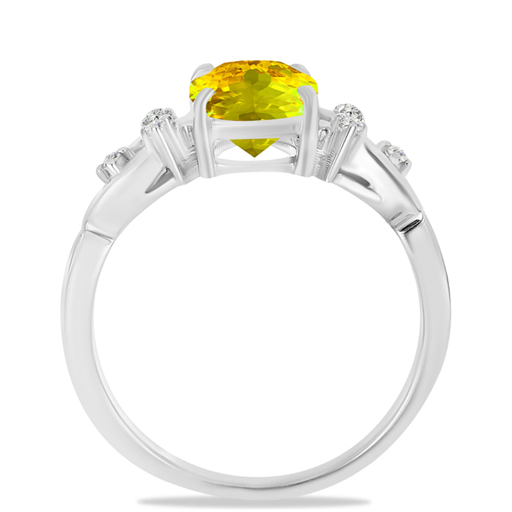 Anel de Prata com Citrino de Ural e Topázio Branco  Contraste: Cabeca de Veado (800)