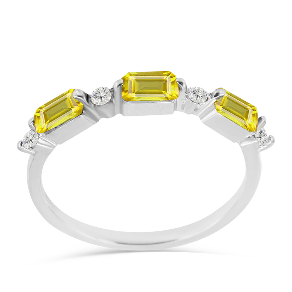 Anel de Prata com Citrino de Ural e Topázio Branco