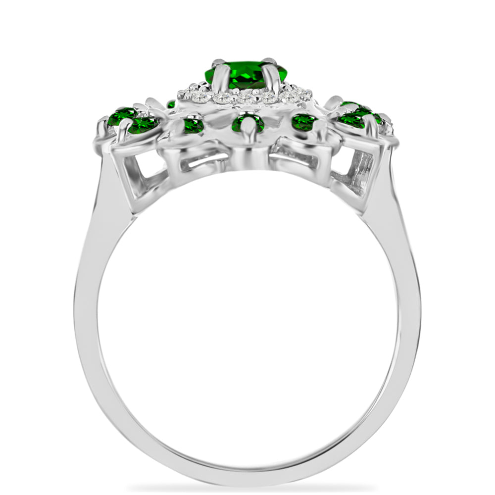 Anel de Prata com Diópsido Crómio e Topázio Branco  Contraste: Cabeca de Veado (800) 2 