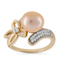 Anel de Prata com Banho de Ouro com Pérola de Água Doce Dourada e Topázio Branco  Contraste: Cabeca de Veado (800)