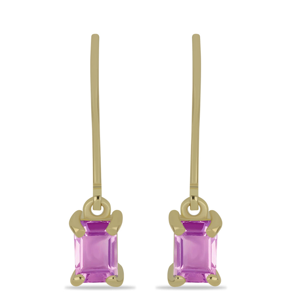 Brincos de Prata com Banho de Ouro com Fluorite cor-de-rosa