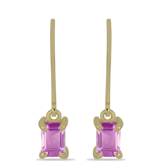 Brincos de Prata com Banho de Ouro com Fluorite cor-de-rosa