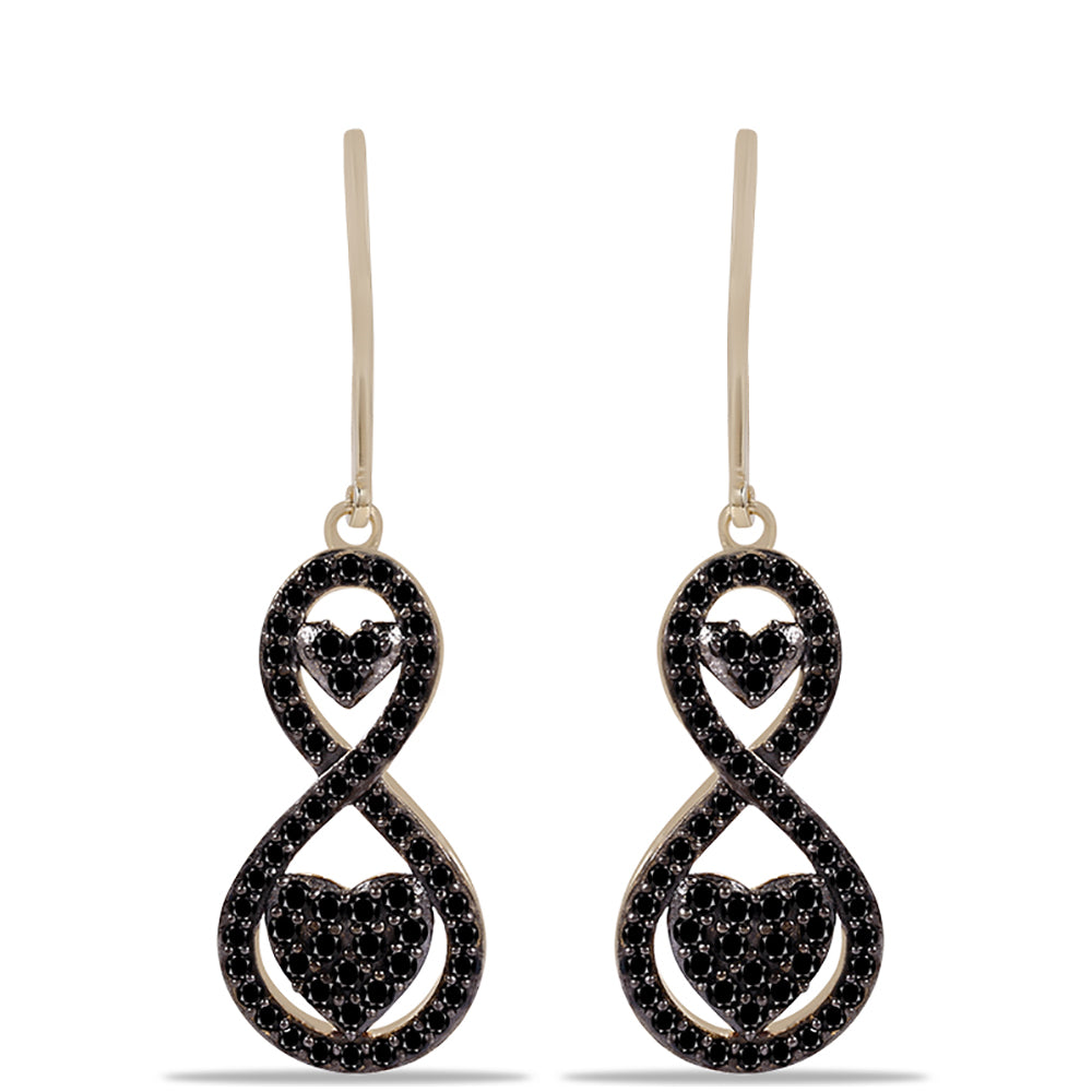 Brincos de Prata com Banho de Ouro com Turmalina Negra da Pelmadulla