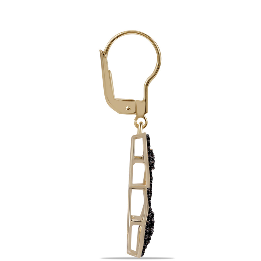 Brincos de Prata com Banho de Ouro com Turmalina Negra da Pelmadulla 2 