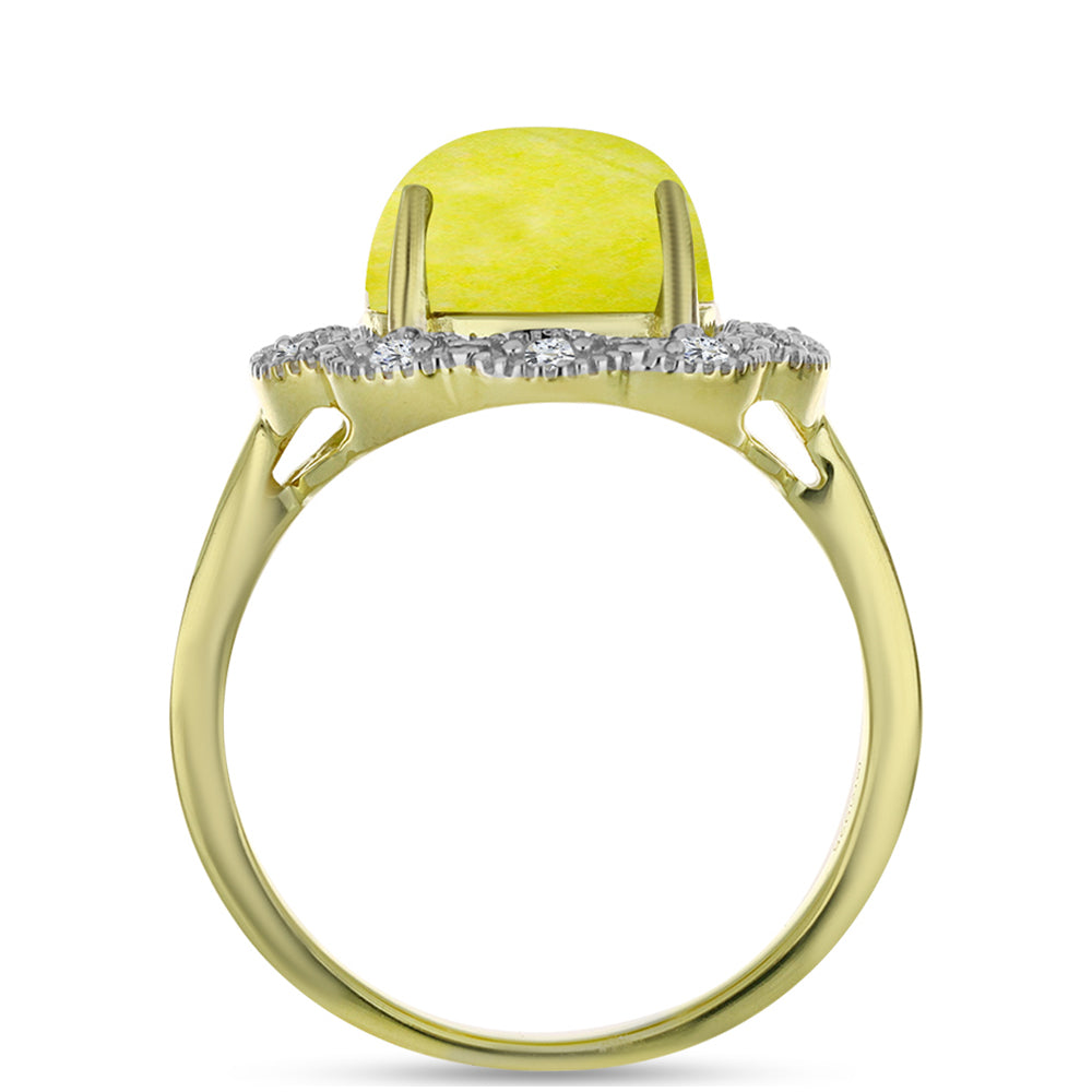 Anel de Prata com Banho de Ouro com Serpentina Amarela e Topázio Branco  Contraste: Cabeca de Veado (800) 2 