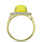 Anel de Prata com Banho de Ouro com Serpentina Amarela e Topázio Branco  Contraste: Cabeca de Veado (800)