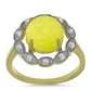 Anel de Prata com Banho de Ouro com Serpentina Amarela e Topázio Branco  Contraste: Cabeca de Veado (800)
