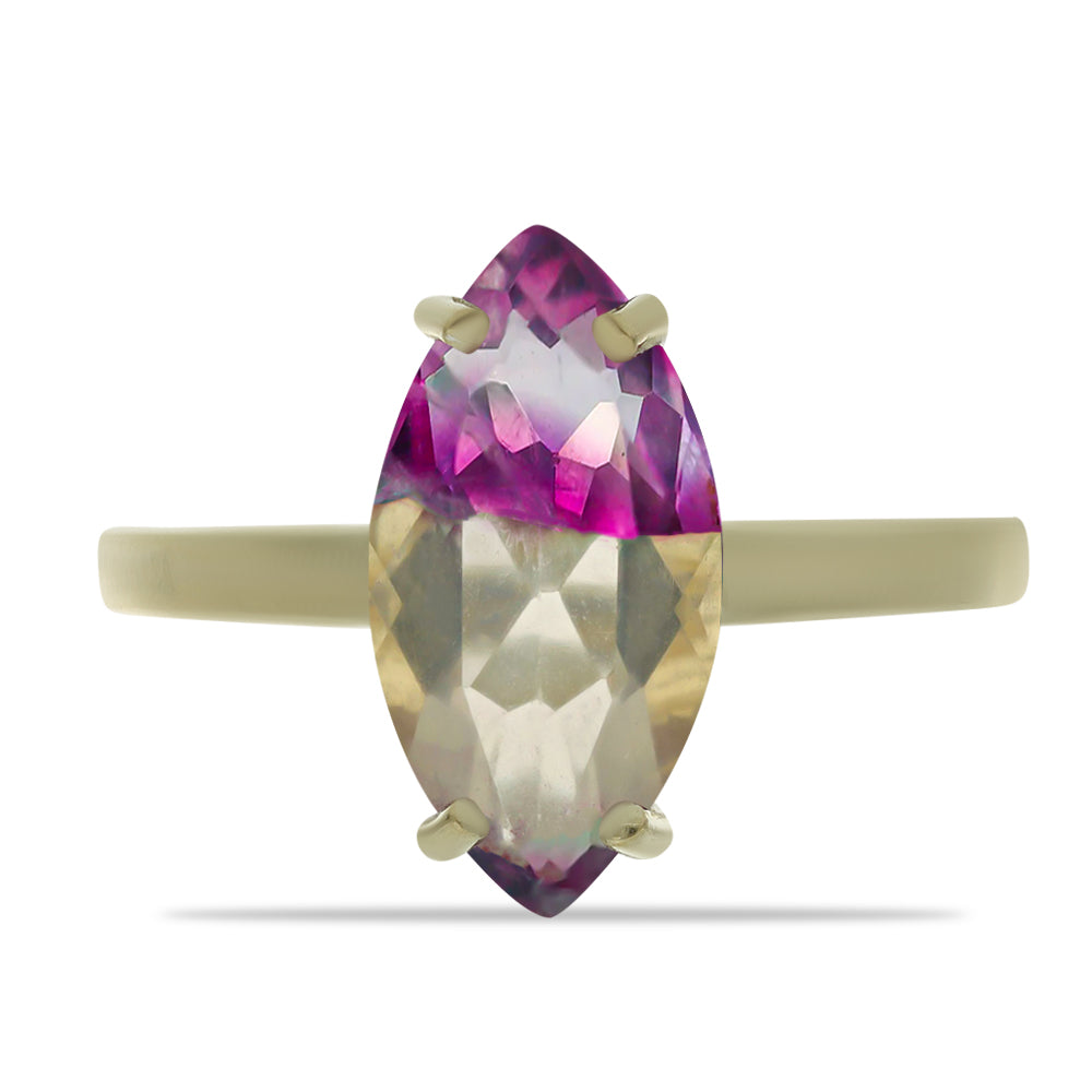 Anel de Prata com Banho de Ouro com Fluorite púrpura 1 